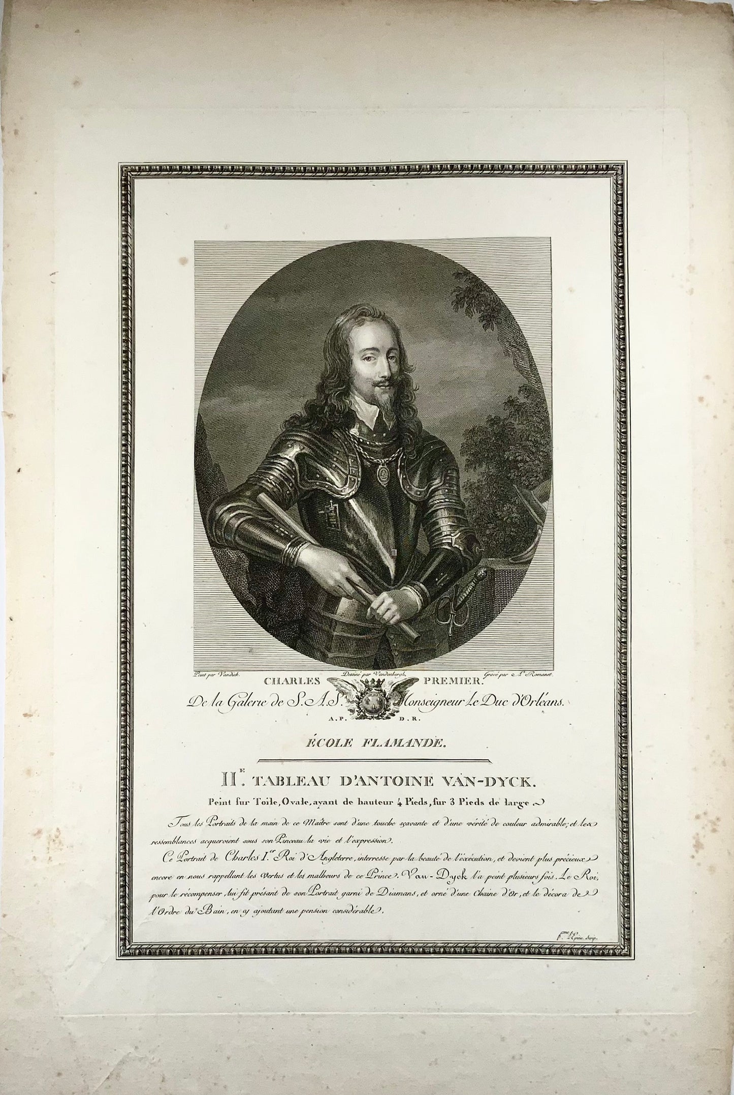 1896 Le roi Charles Ier, Van Dyck, Anthony, 1599-1641, d'après, AL Romanet, portrait