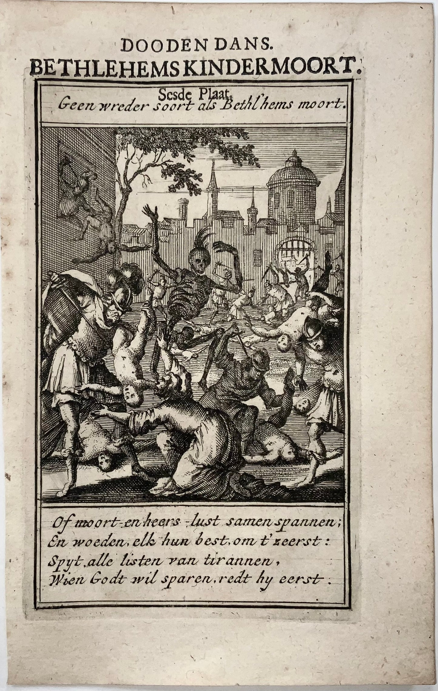1700 c Salomon van Rusting, Rare Dutch Dance of Death, Massacre of the Innocents