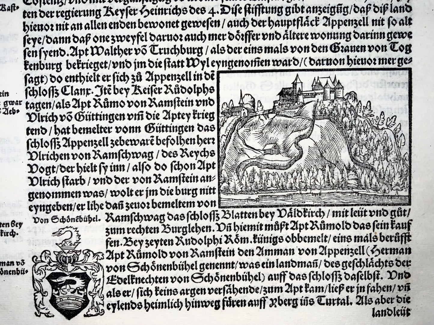 1548 Joh. Stumpf, Appenzell, Switzerland, fine woodcut Leaf