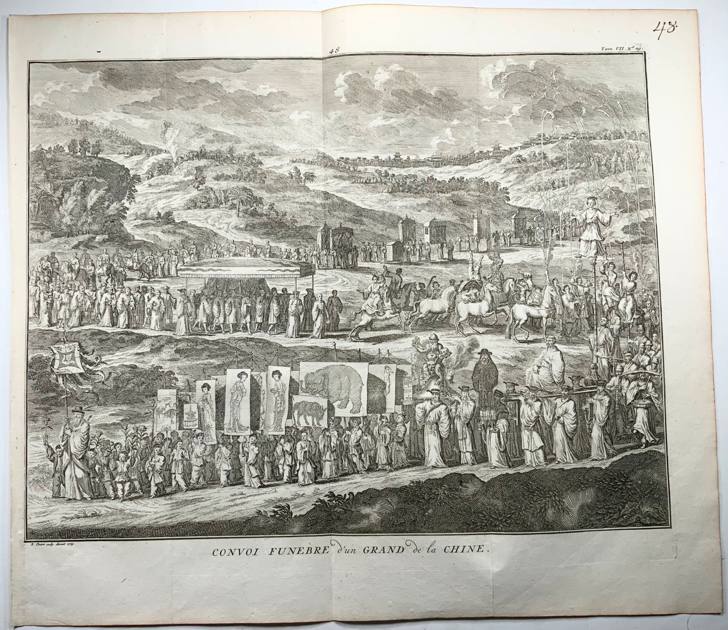 1728 B. Picart, Funeral Procession in China, double folio, foreign topography