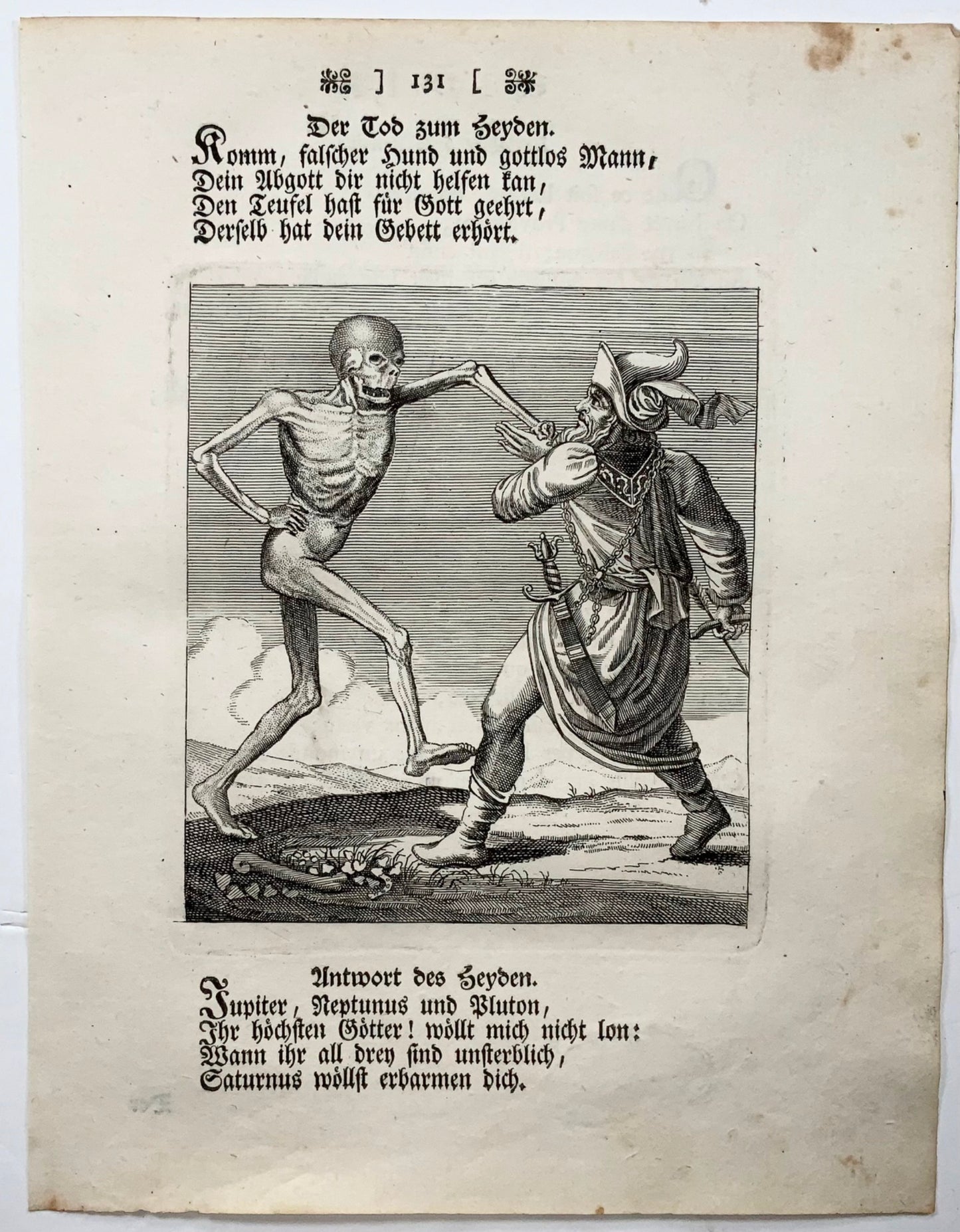 1744 Merian, Dance of Death, the Heathen, copper engraving