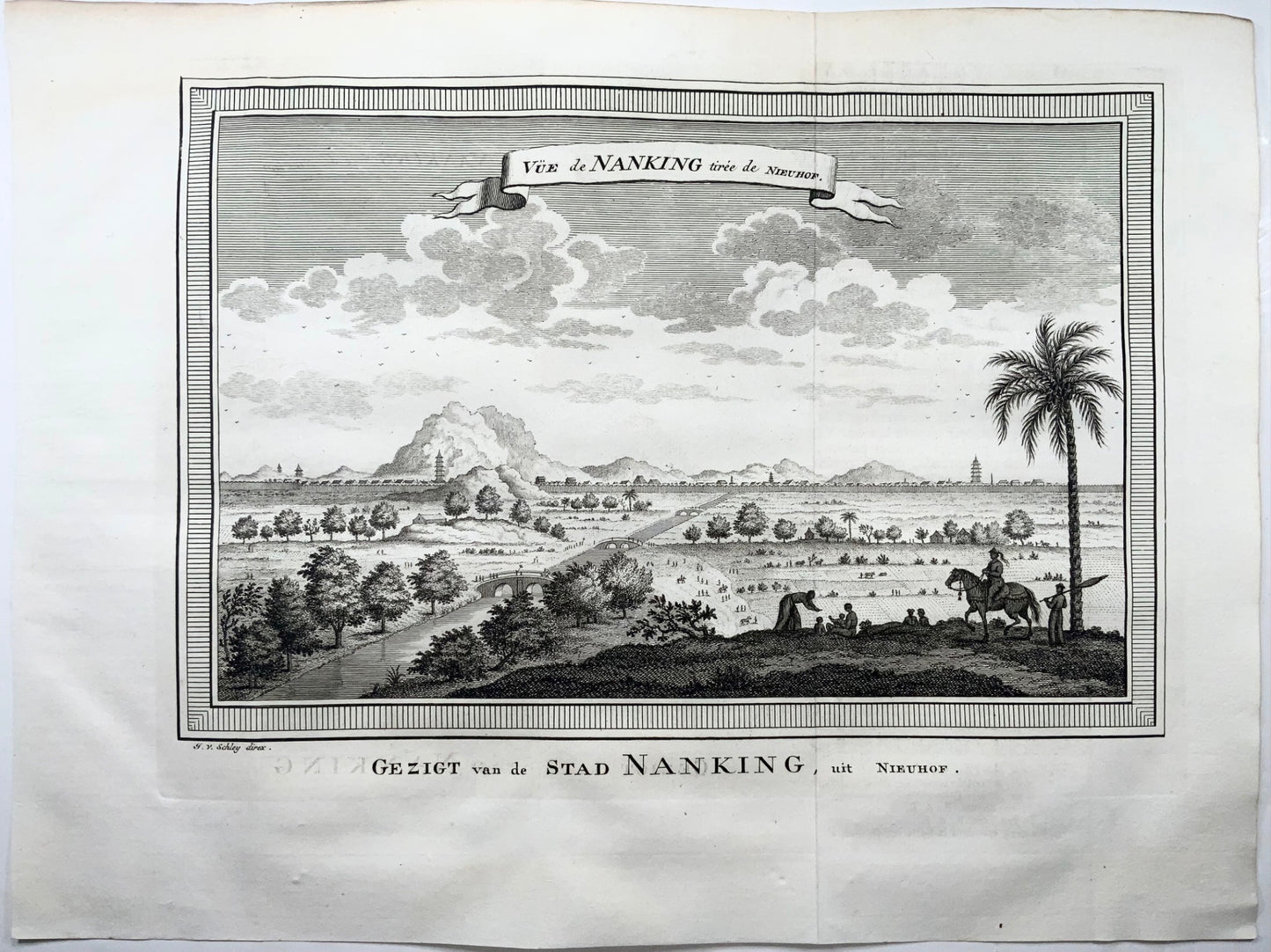 1752 J.V. Schley, view of the city of Nanking, Nanjing China, Foreign topography
