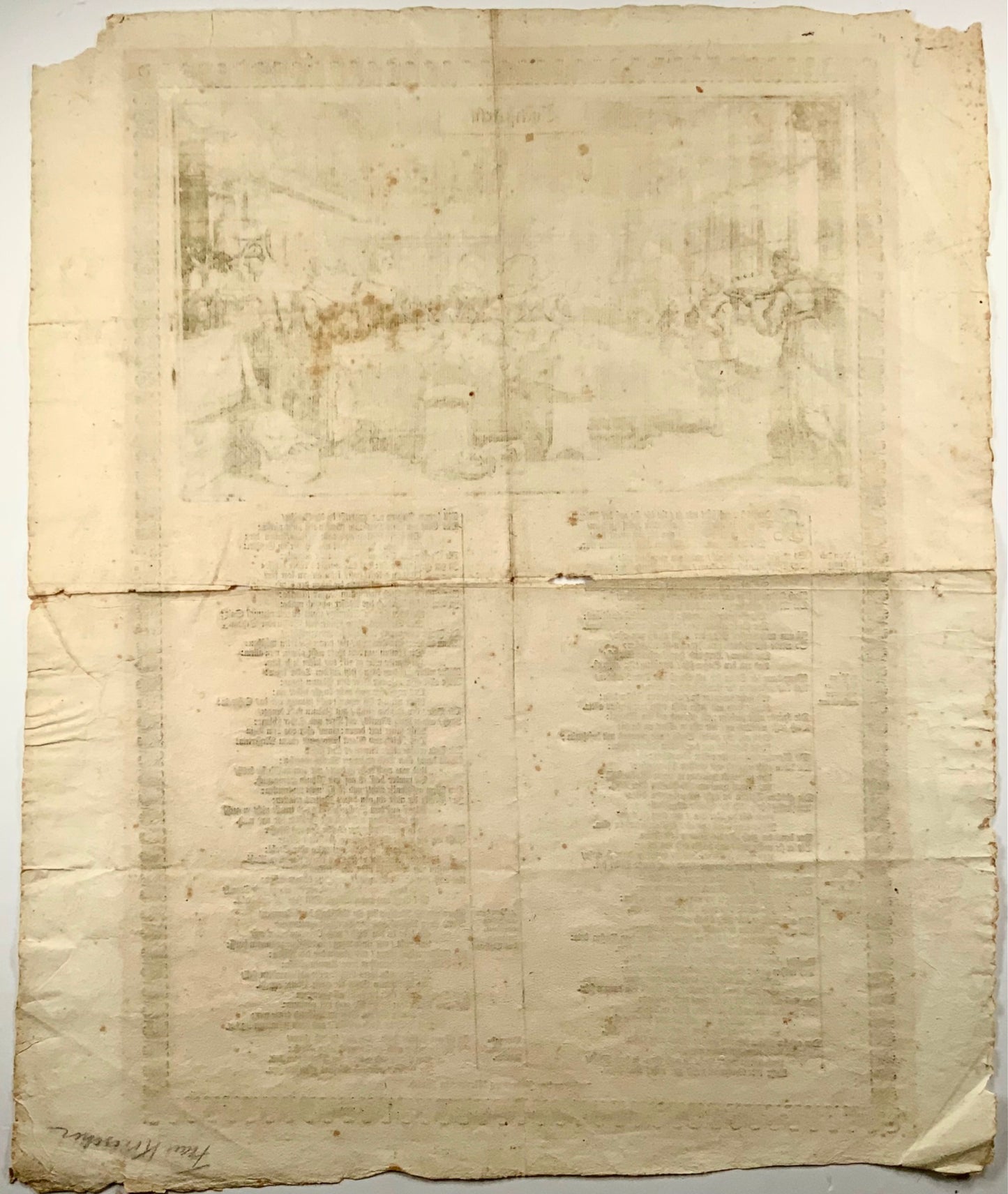 1643 Conrad Meyer, rare broadside, gastronomy, on Table Manners