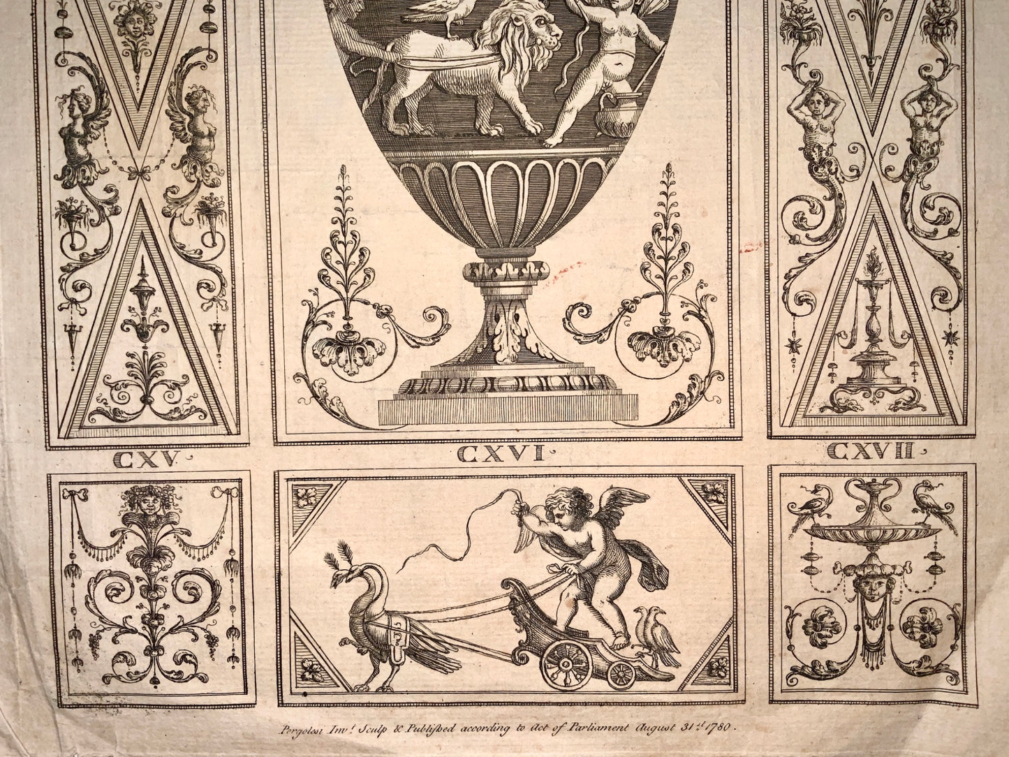 1780 Michel Angelo Pergolesi - Neo Classical Ornament VASE - Large Folio