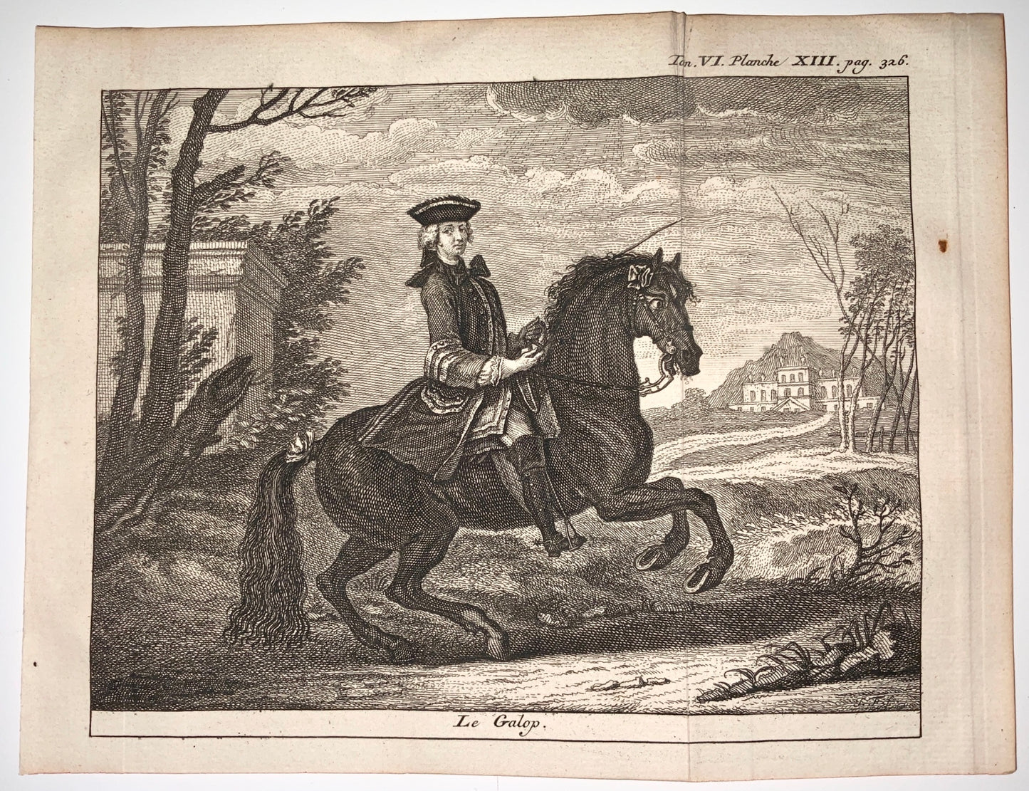 1752 J. R. Rindinger (after) - Le Galop - Cheval EQUESTRIAN Dressage - Sport - engraving