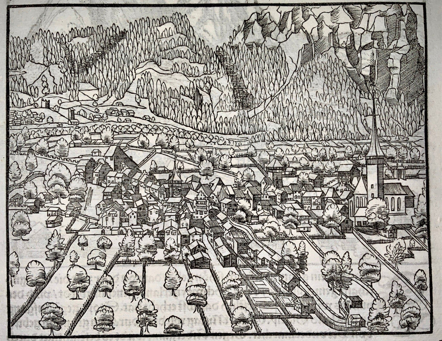 1548 Jean. Stumpf, Altdorf et Schwyz, Suisse, fine gravure sur bois Feuille