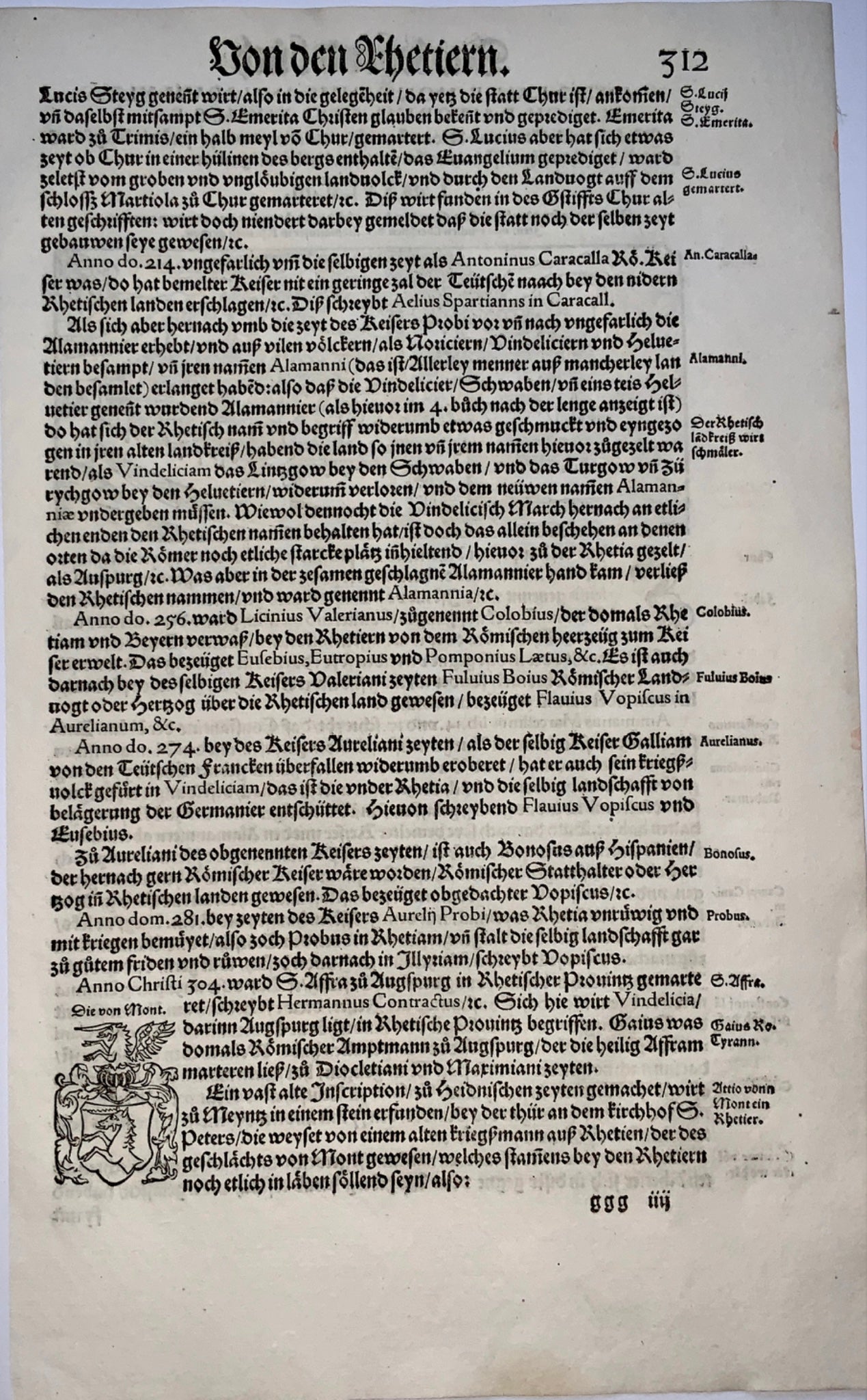 1548 Joh. Stumpf - Chur (Graubunden) Switzerland - Master Woodcut - Map