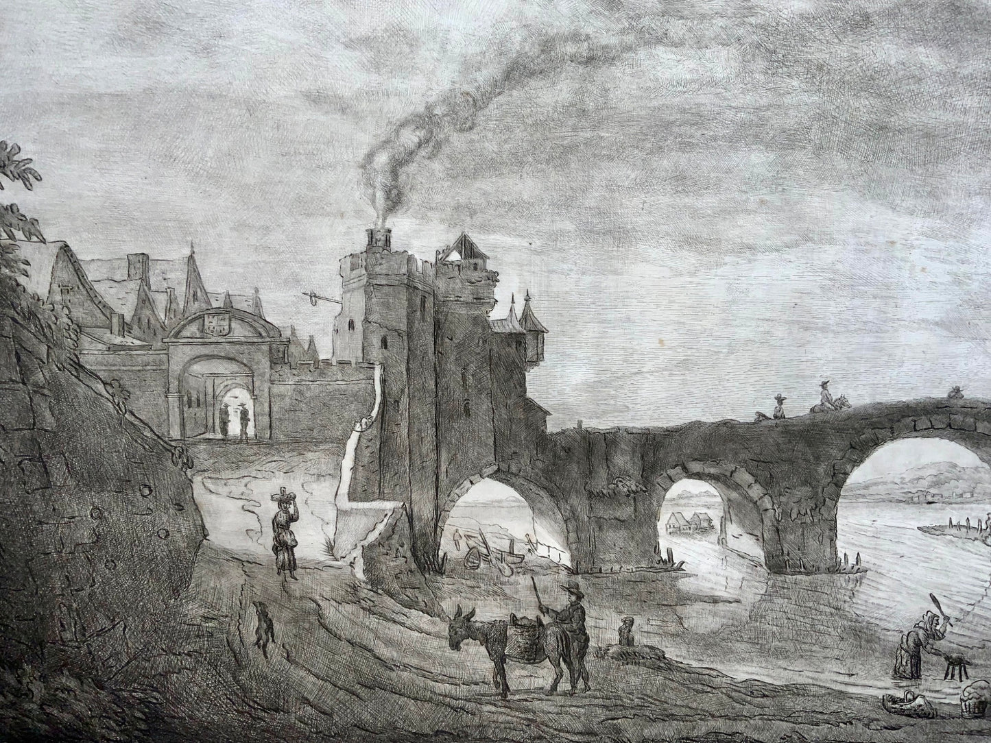 1764 Ambroise, Loire Valley, France, large rare etching by William Baillie