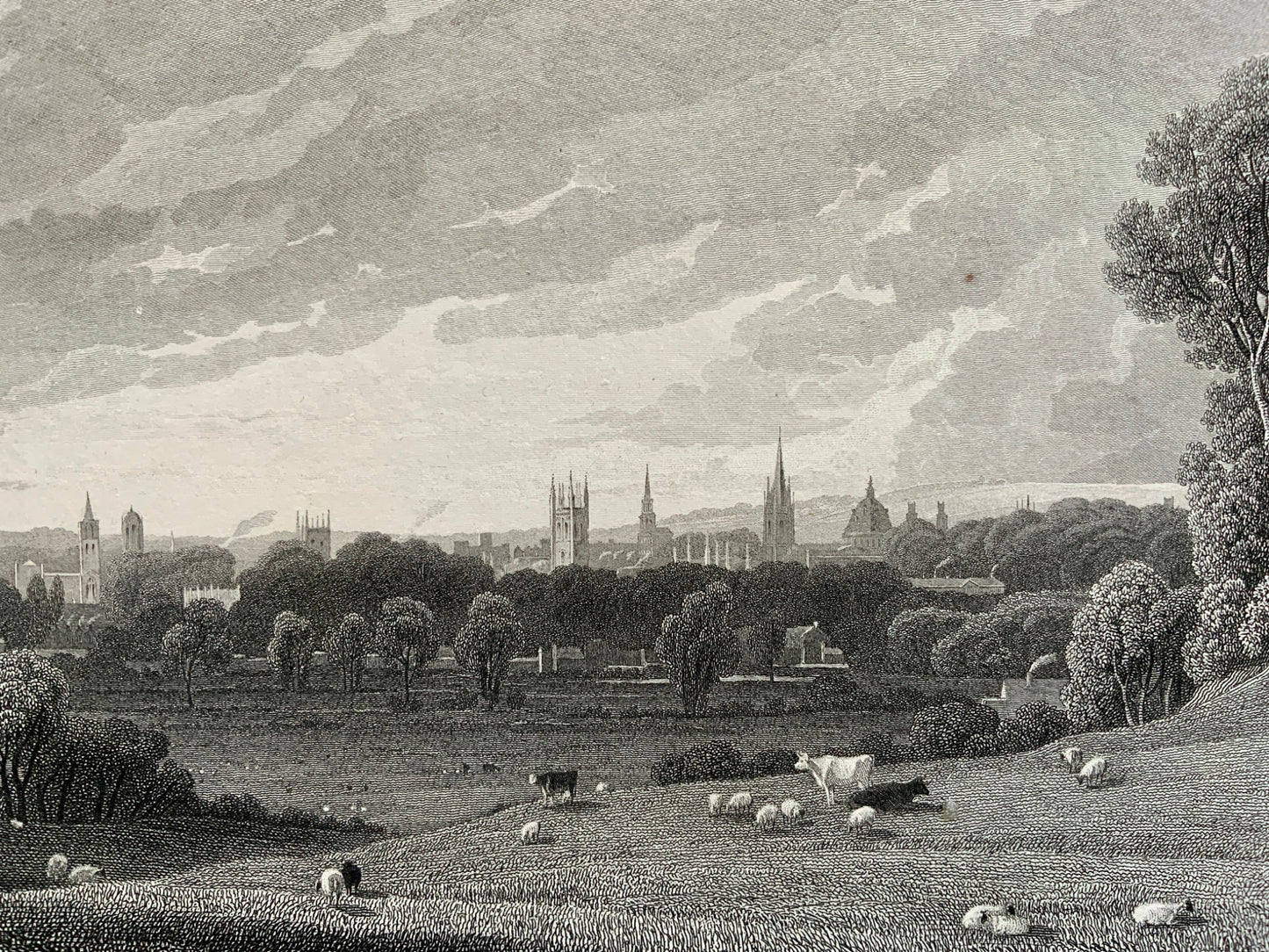 1826 Barenger after Robson - City of Oxford - Copper engraving - Topography