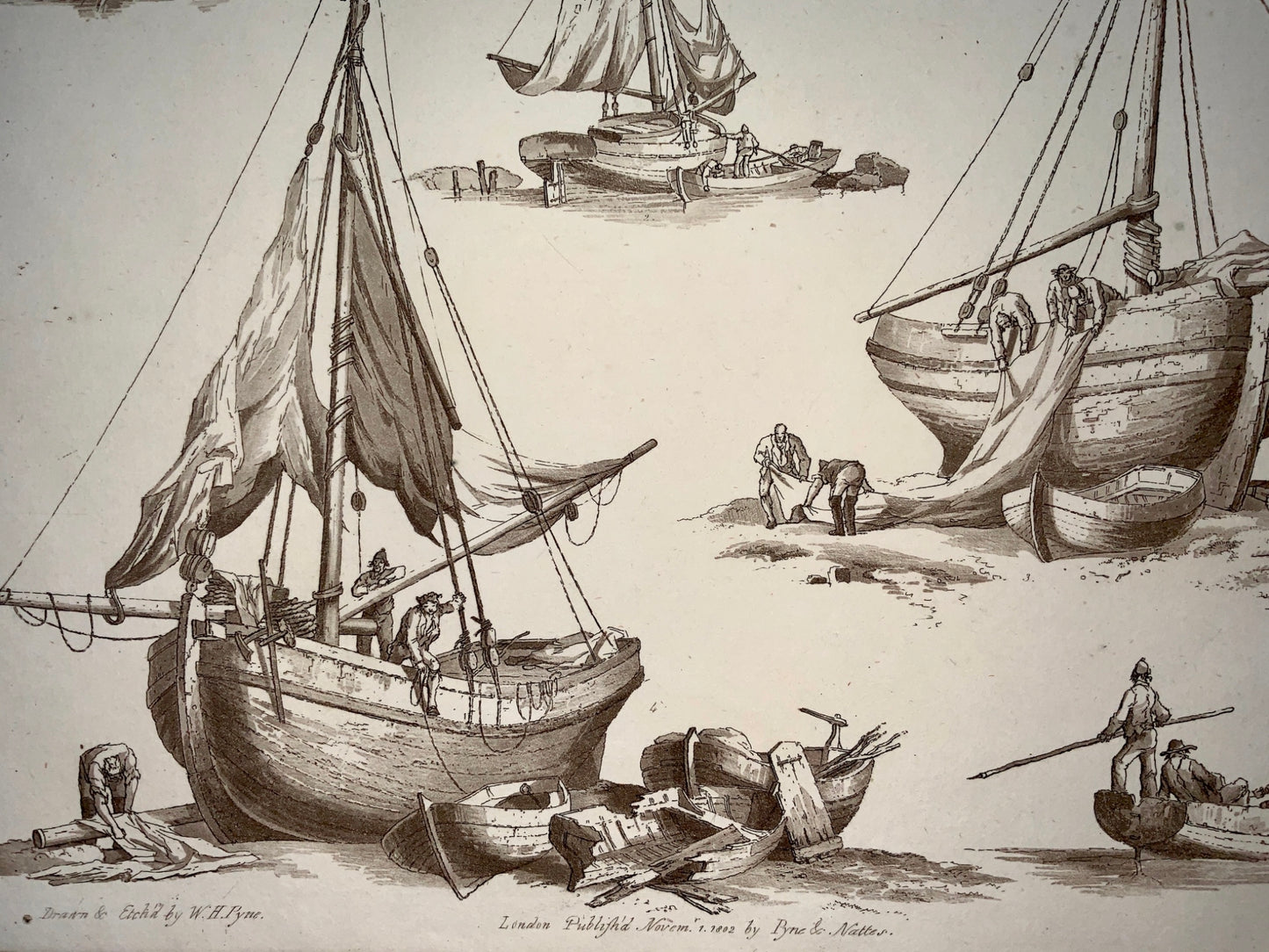 Sea Fishing - Aquatint by William Henry Pyne published in 1802