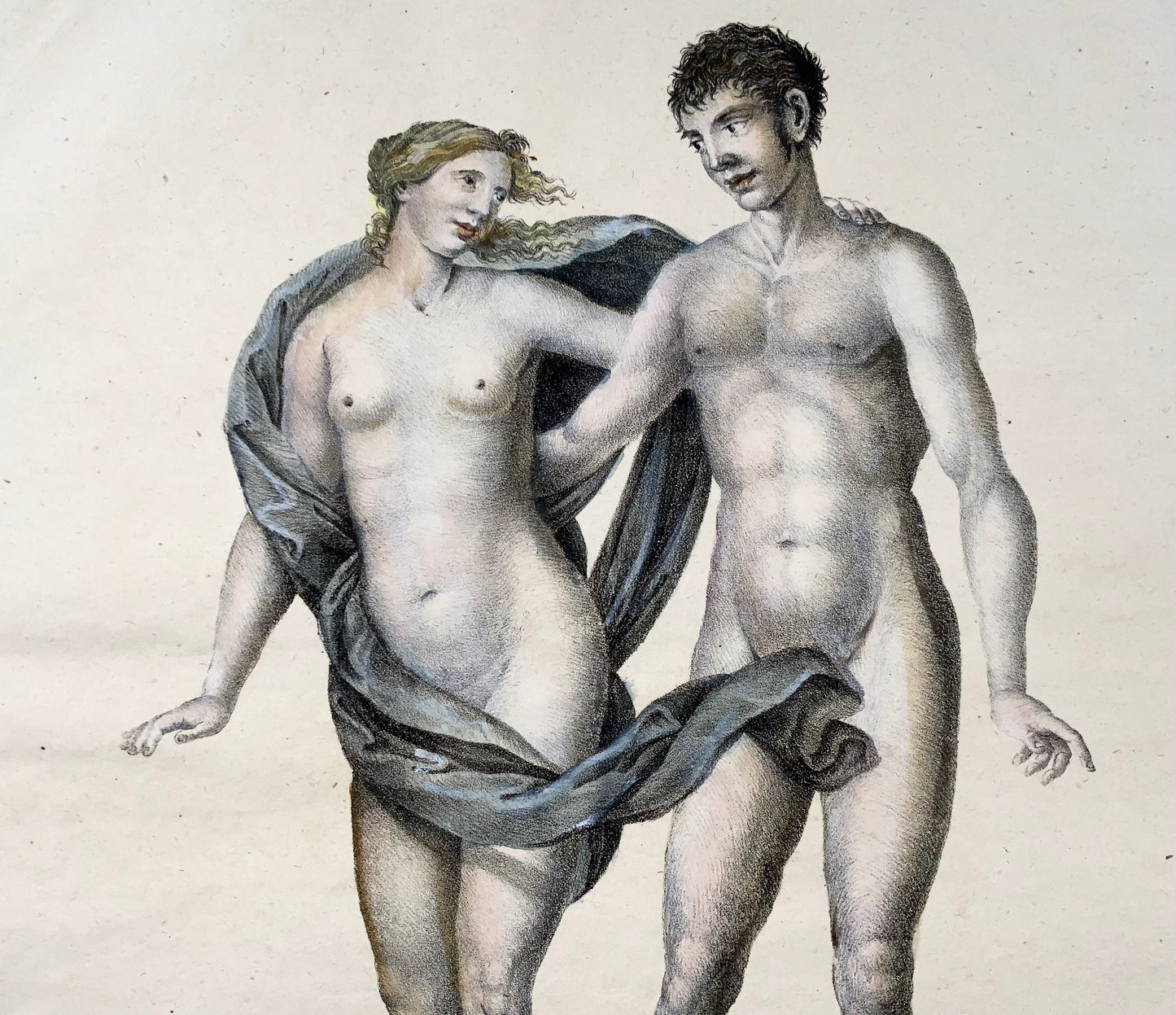 1816 Adam and Eve, Brodtmann, Imp. folio 42.5 cm, lithography in crayon manier, ethnology