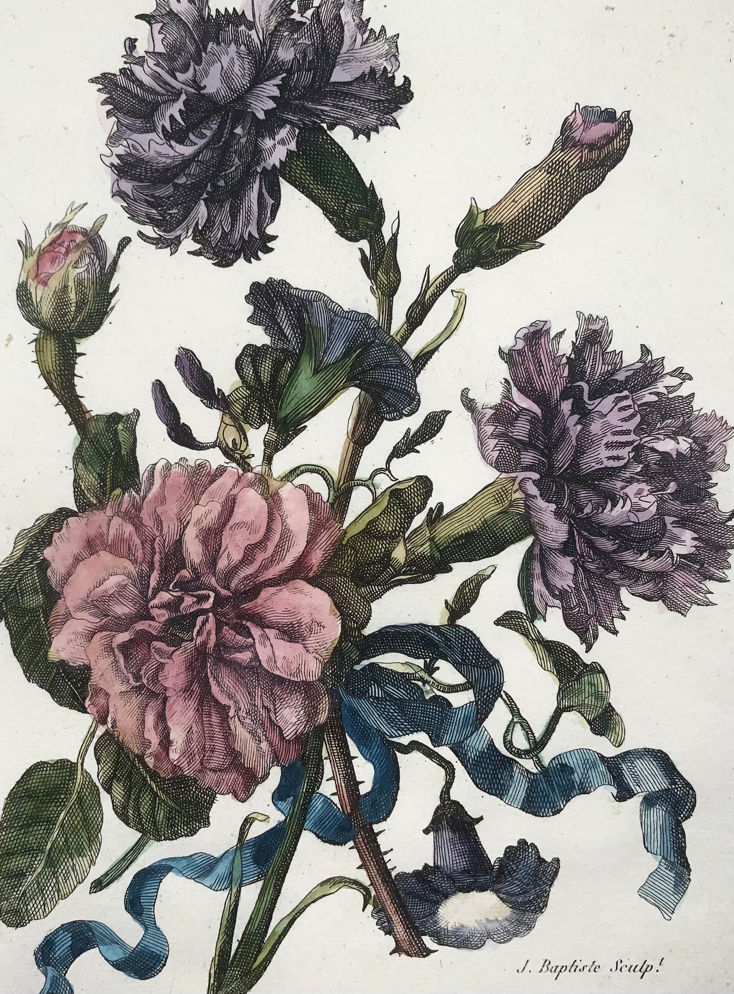1780 Floral Bouquet, Jean-Baptiste Coste, roses, hand coloured, botany