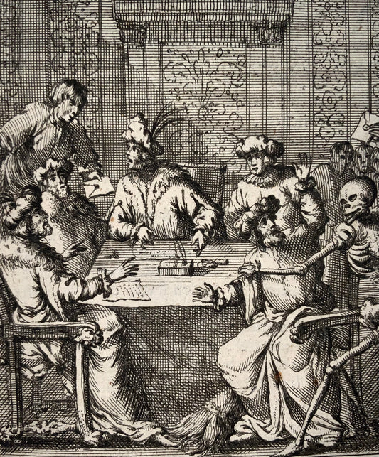 1700 c Salomon van Rusting, Rare Dutch Dance of Death, Councilors
