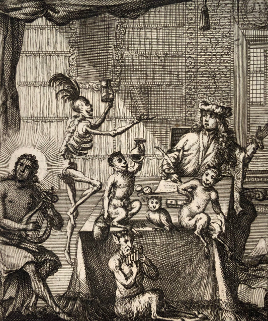 1700 c Salomon van Rusting, Rare Dutch Dance of Death, Doctor and Poet