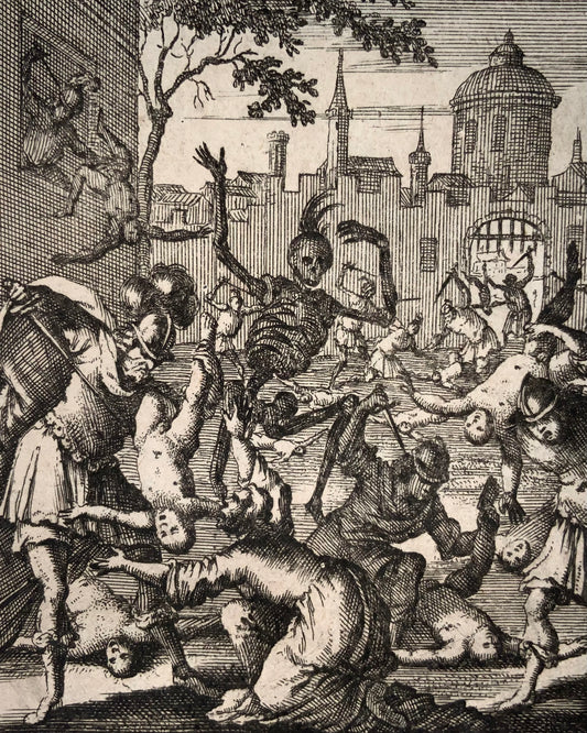 1700 c Salomon van Rusting, Rare Dutch Dance of Death, Massacre of the Innocents