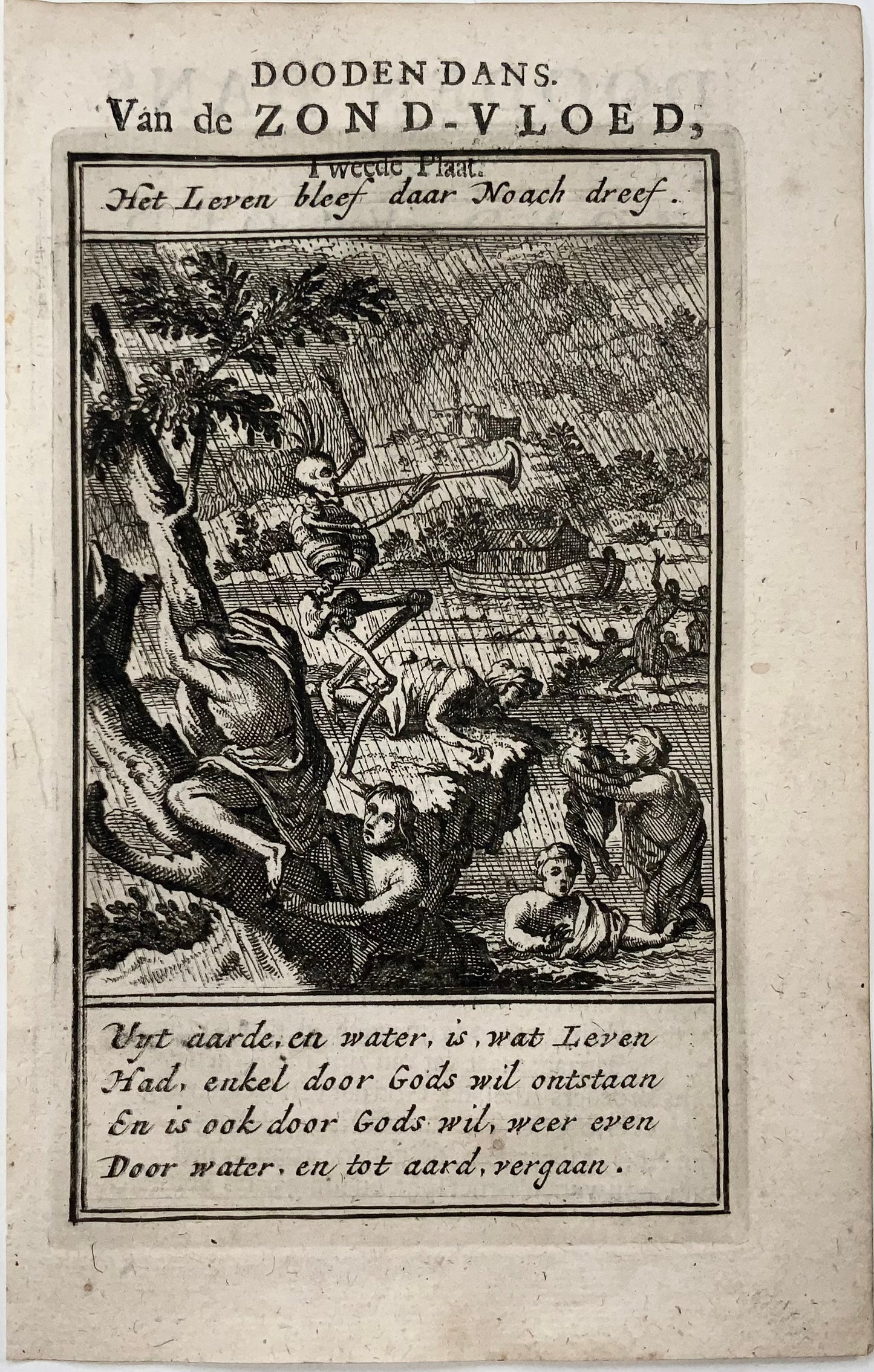 1700 c Salomon van Rusting, Rare Dutch Dance of Death, Deluge