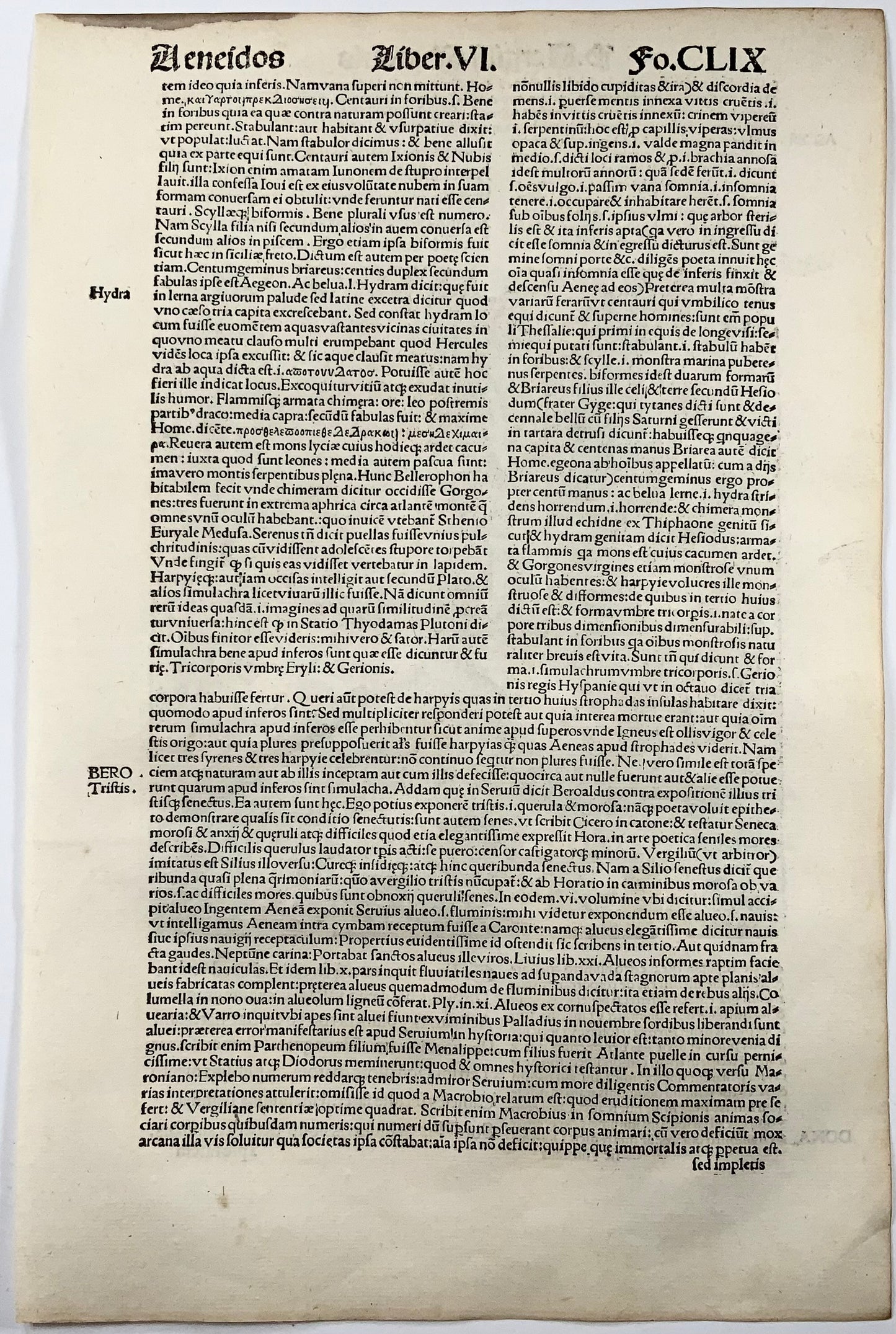 1515 Gli inferi, foglia xilografica Folio Gruninger, Eneide di Virgilio, colore a mano, incisione magistrale