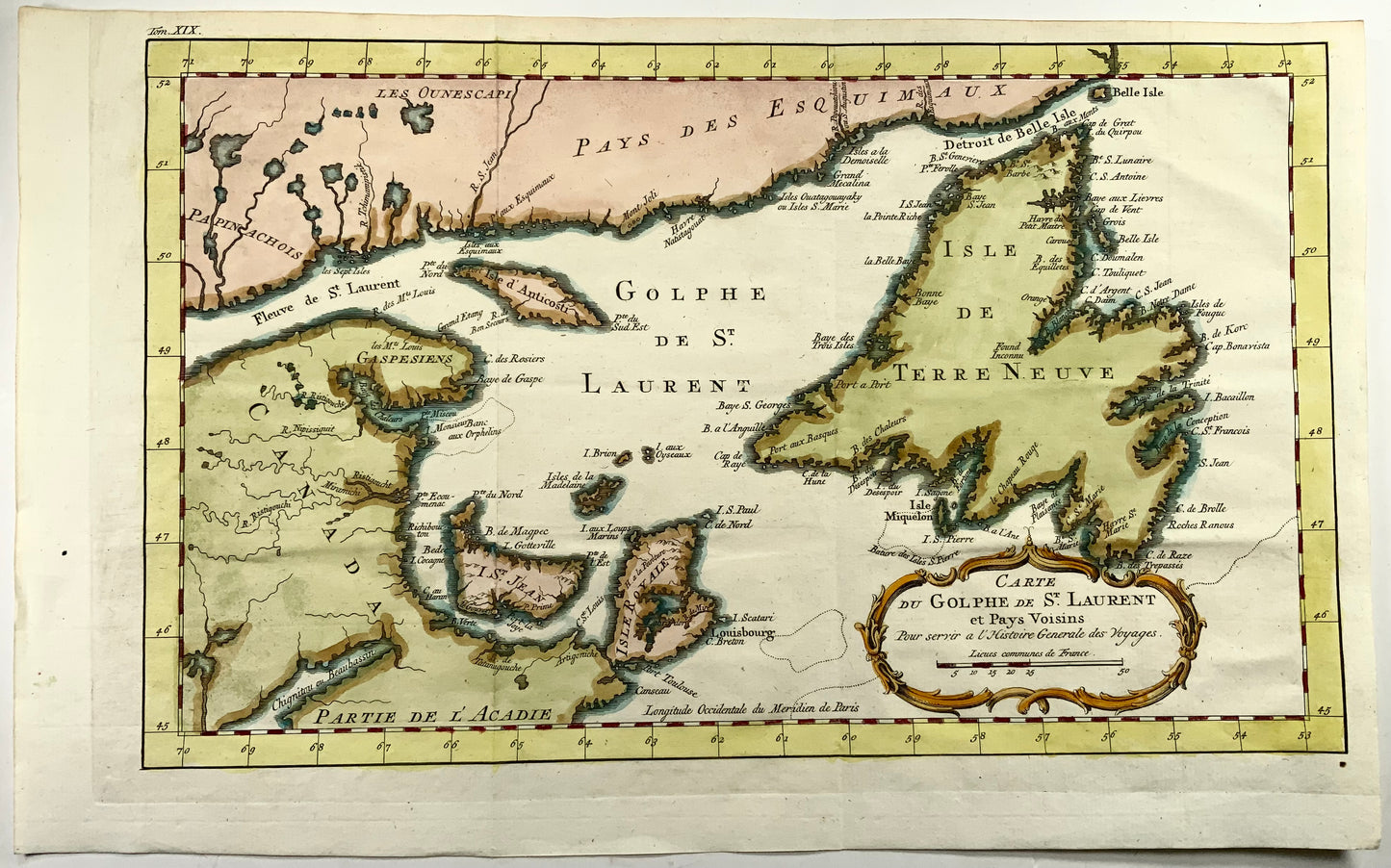 1775, Jacques Nicolas Bellin, St. Lawrence Bay, Canada, map