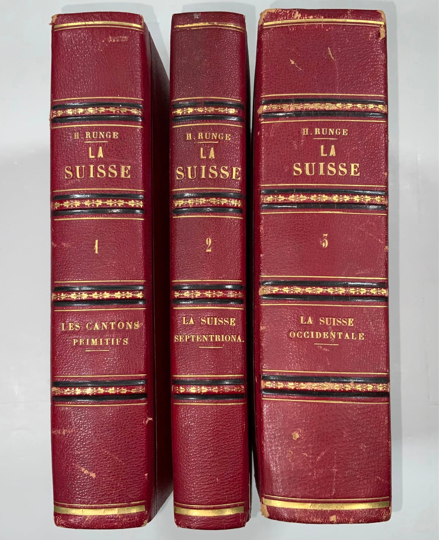 1863 Runge, La Suisse, 195 steel engravings, deluxe edition, Switzerland, Book