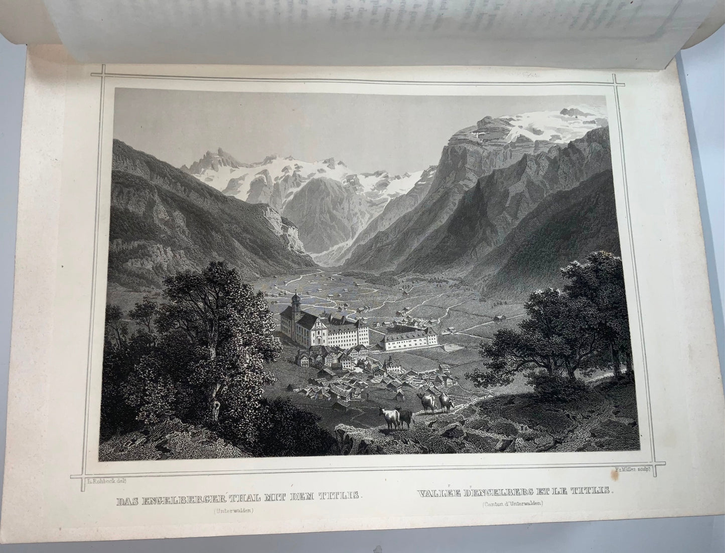 1863 Runge, La Suisse, 195 steel engravings, deluxe edition, Switzerland, Book