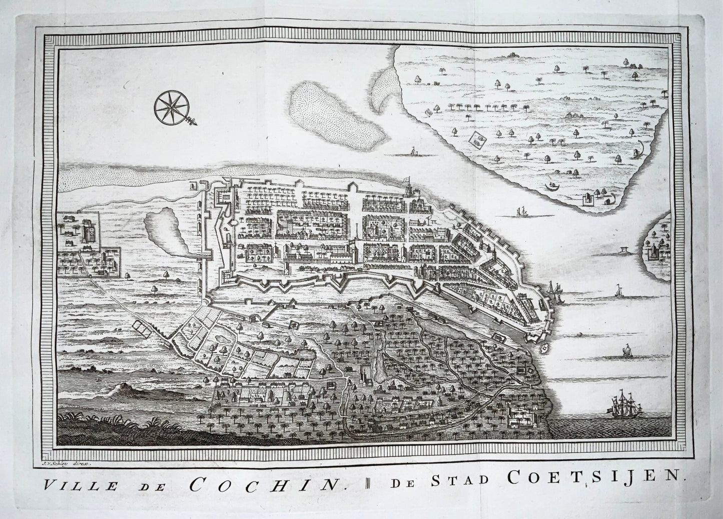 1749 Schley, India, City of Kochi [Ville de Cochin], map