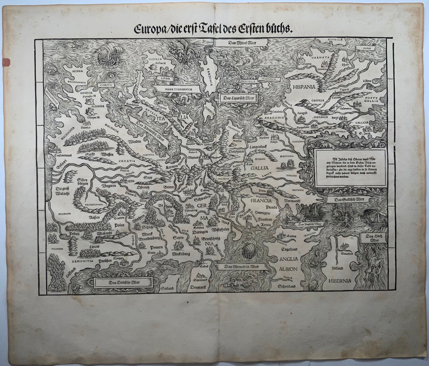 1548 Joh. Stumpf, Europe, Sea Monsters, decorative, very rare first issue