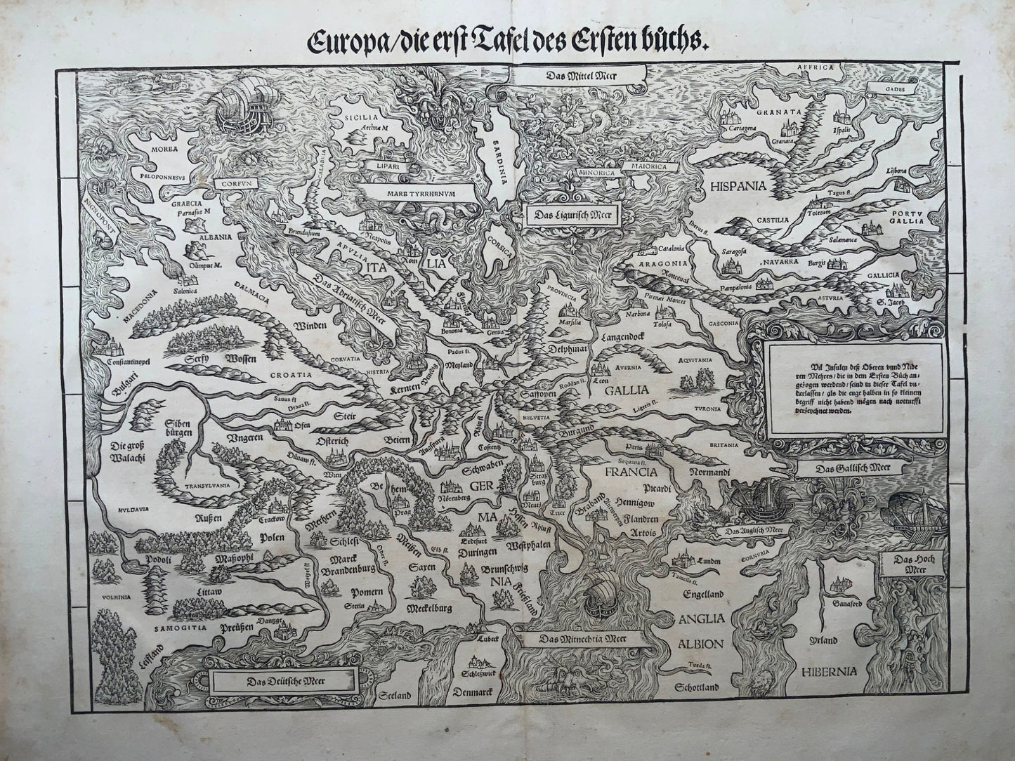 1548 Joh. Stumpf, Europe, Sea Monsters, decorative, very rare first issue