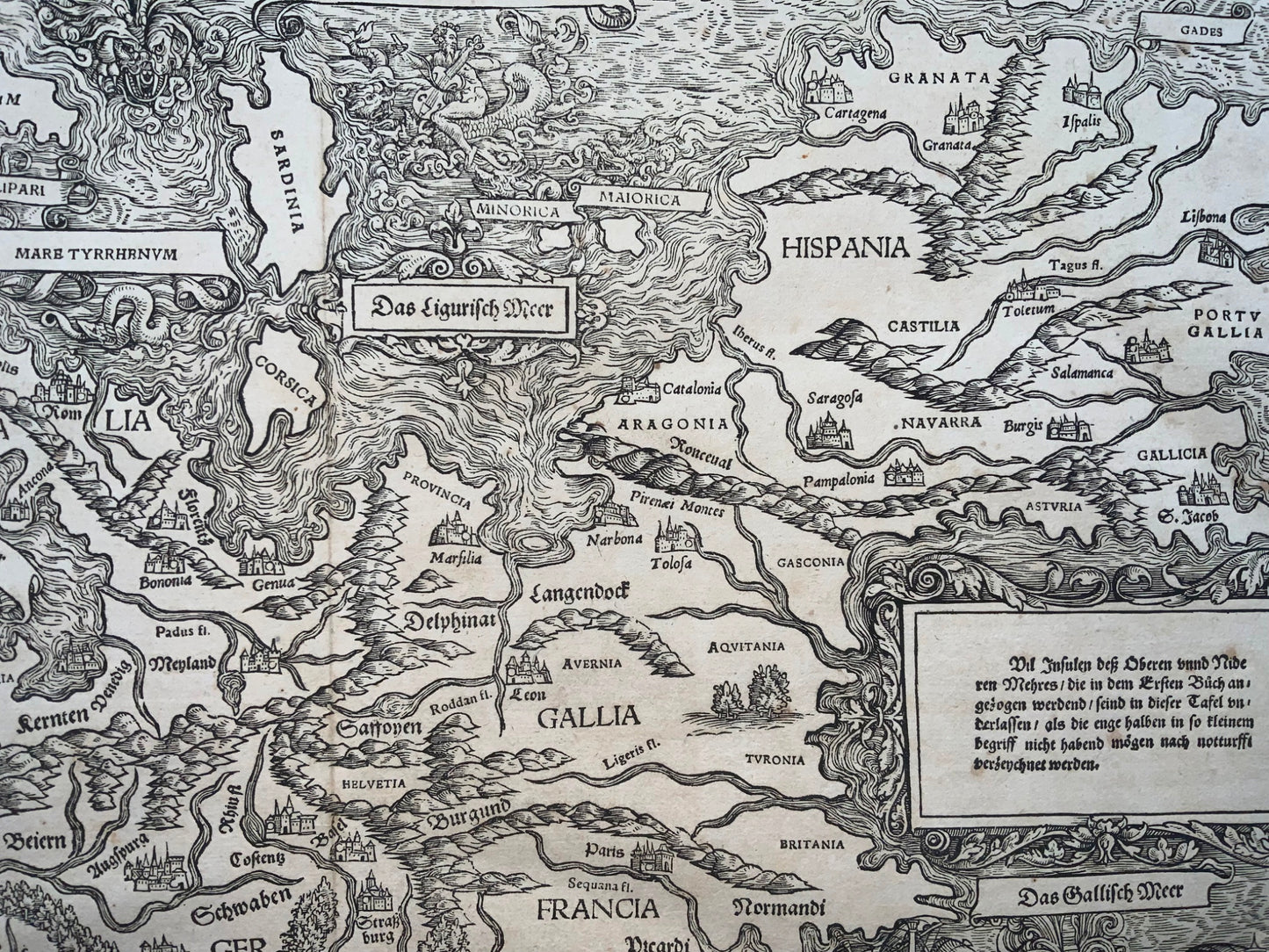 1548 Joh. Stumpf, Europe, Sea Monsters, decorative, very rare first issue