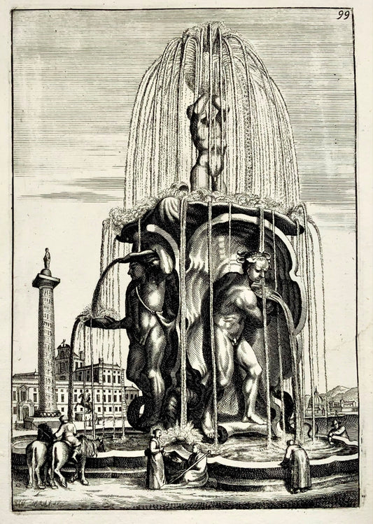 1662 Decorative baroque fountain with Roman column, Boeckler, garden design