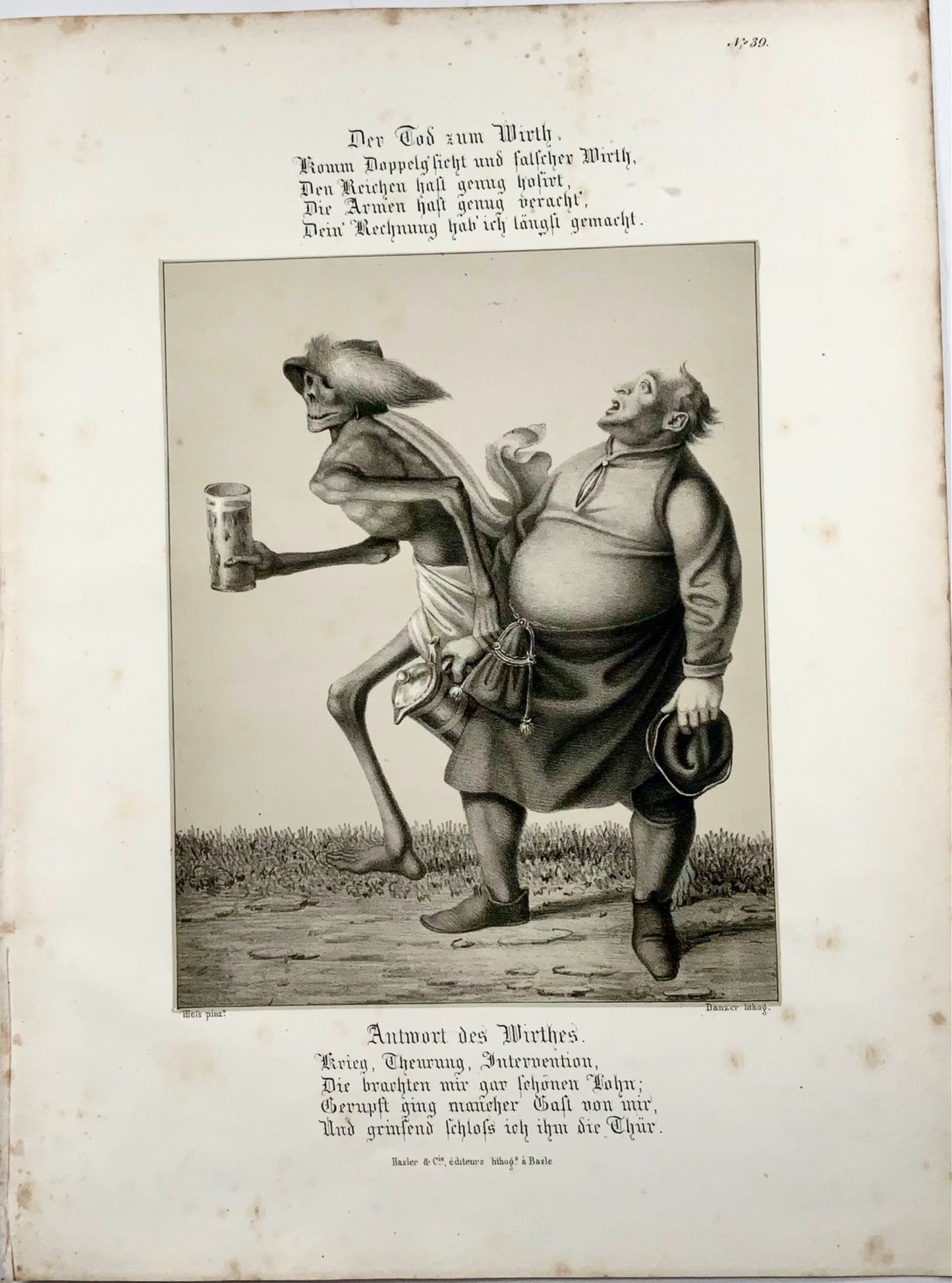 1830 H. Hess, Dance of Death, Memento Mori, Inn Keeper, Publican