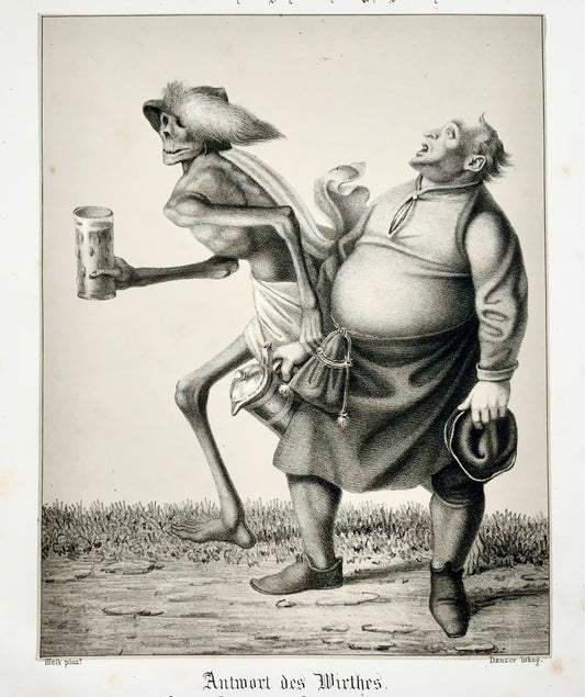 1830 H. Hess, Dance of Death, Memento Mori, Inn Keeper, Publican