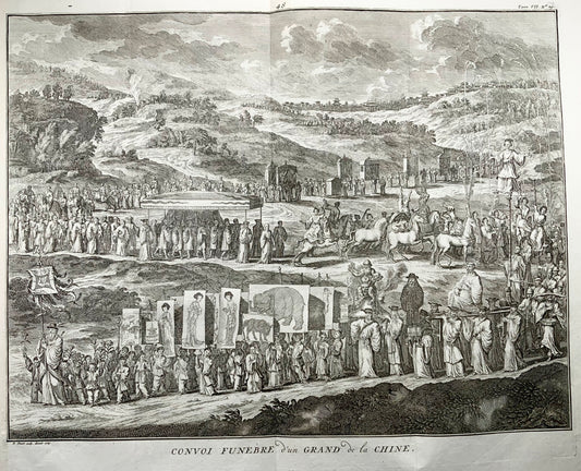 1728 B. Picart, Funeral Procession in China, double folio, foreign topography