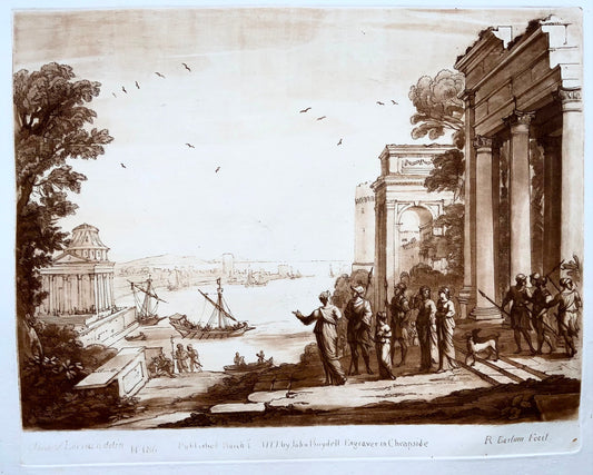 1777 Richard Earlom after Claude Lorrain - Harbour view with Ships - Large paper