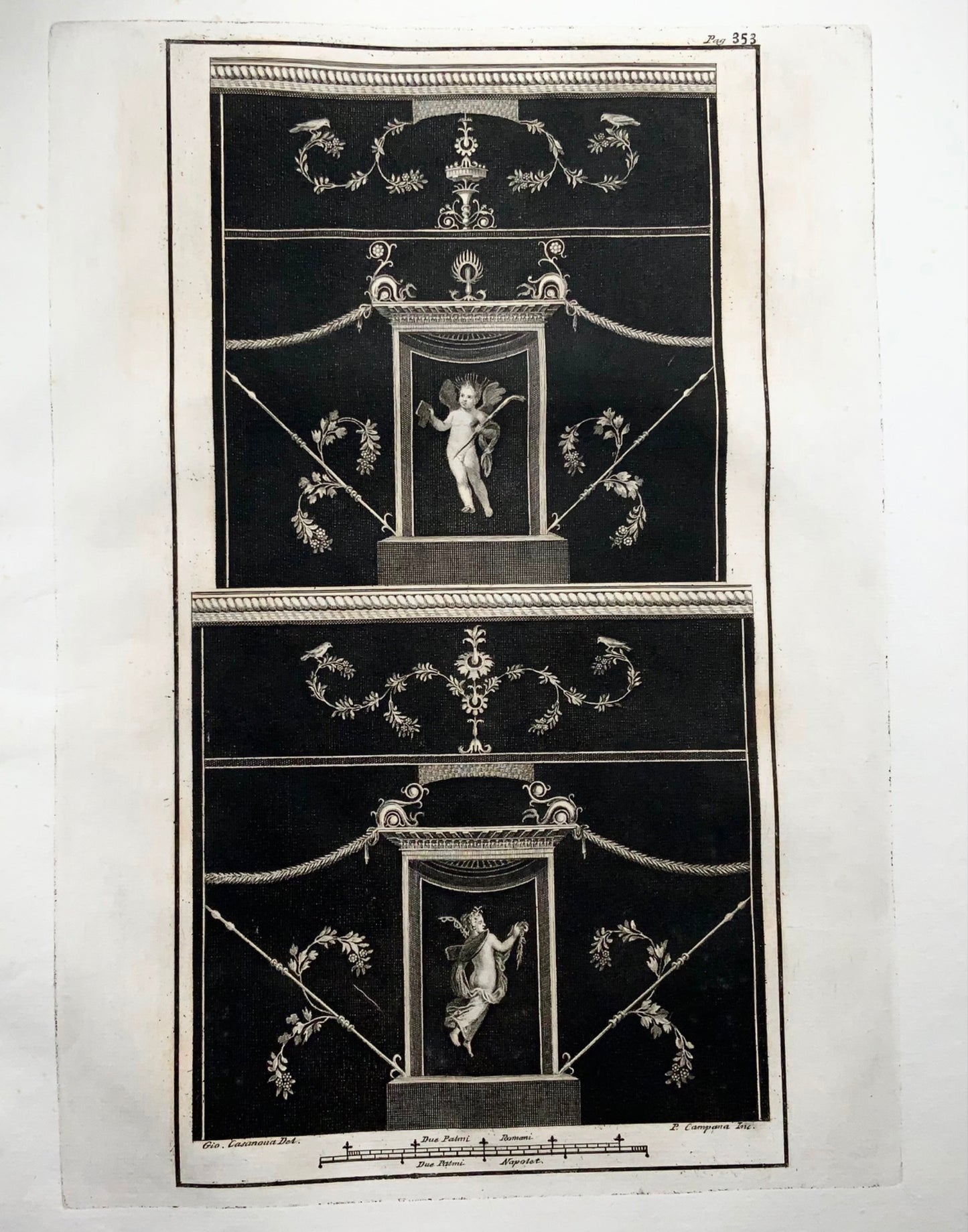 1757 Herculaneum, Fresco, large folio 49 cm, Gio. Casanova