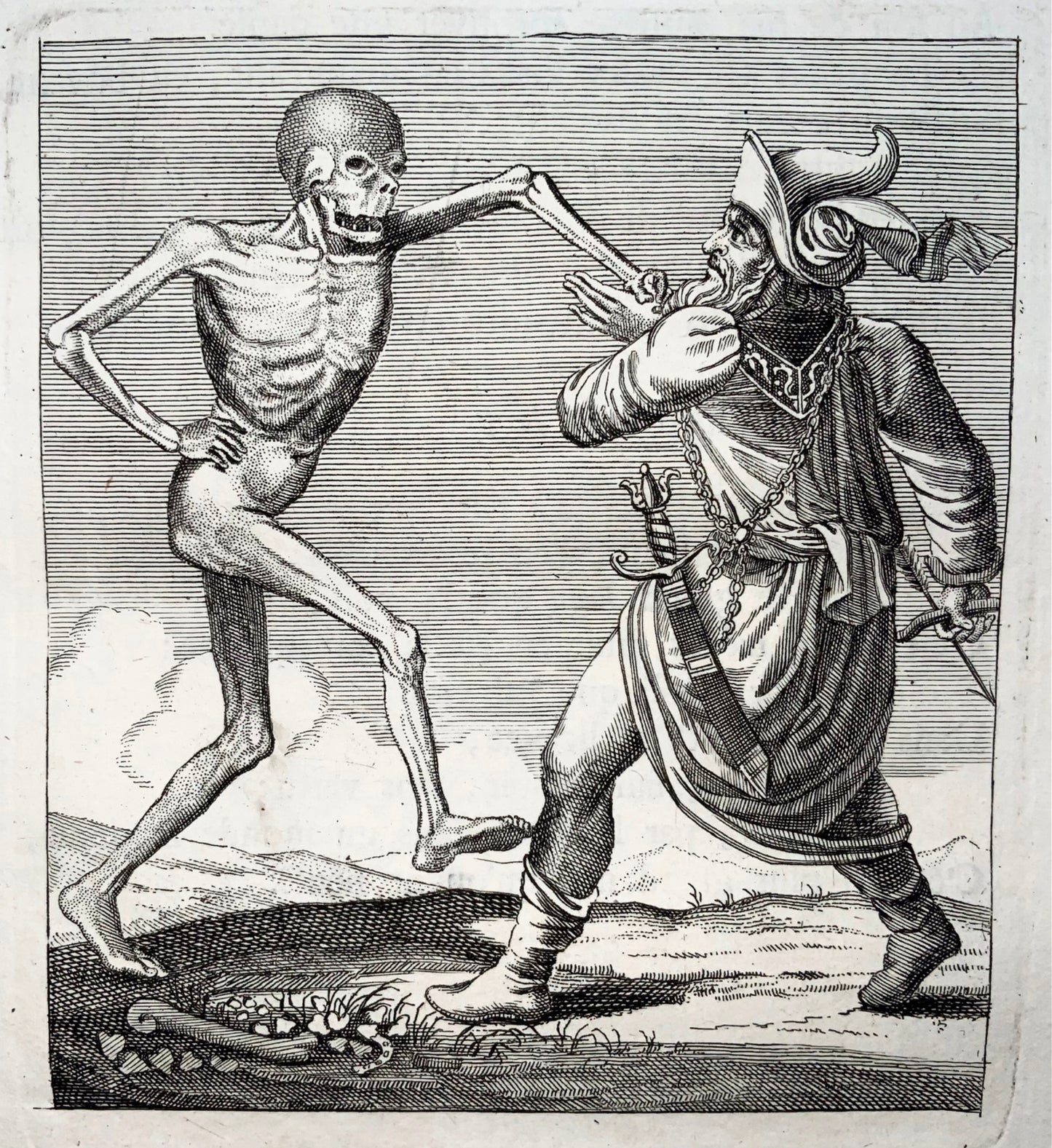 1744 Merian, Dance of Death, the Heathen, copper engraving