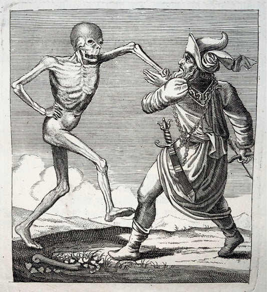 1744 Merian, Dance of Death, the Heathen, copper engraving