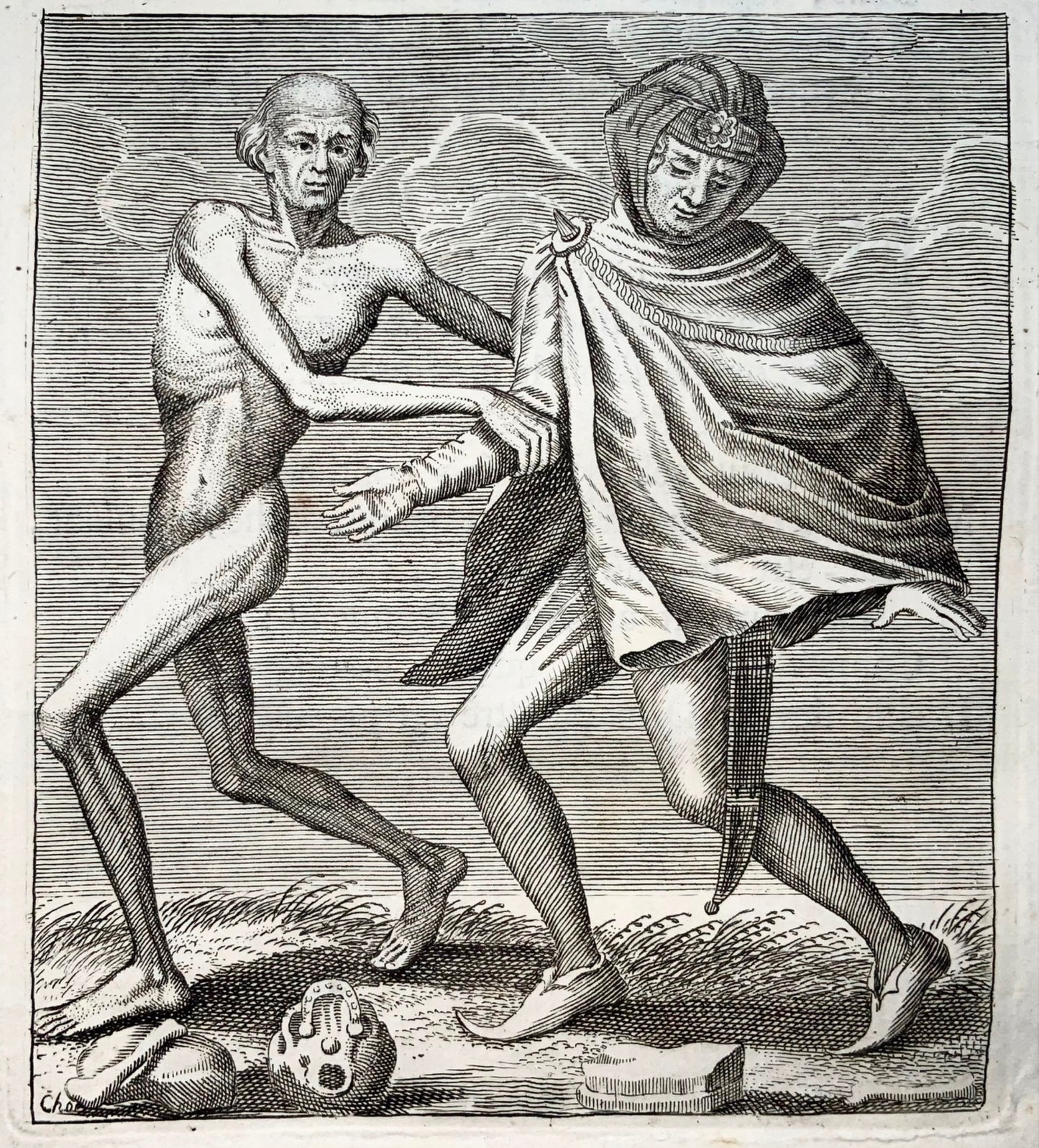 1744 Merian, Dance of Death, the Count, copper engraving
