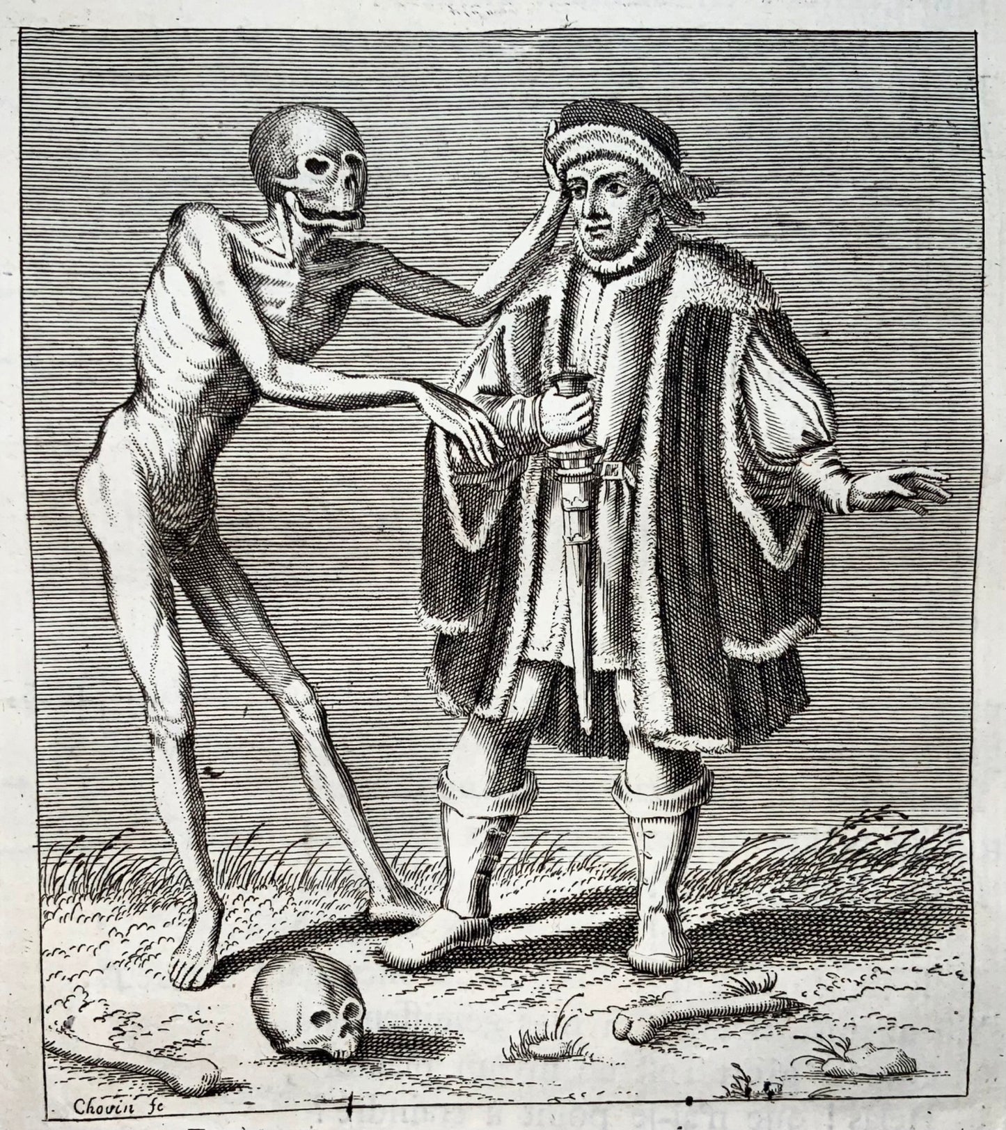 1744 Merian, Dance of Death, the Senator, copper engraving