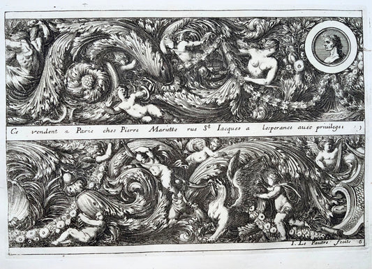 1660 [1751] Baroque Frieze, Jean Le Pautre, folio, etching, ornament, baroque