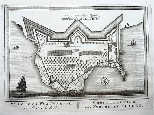 1757 India Kollam (Coylan) - J van der Schley, map, plan