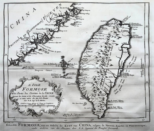 1771 Bellin / Schley, map of Formosa, Taiwan, rare Dutch edition