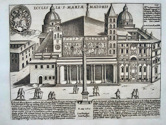 1624 Laurus (Lauro), Papal Basilica of Saint Mary, Rome, hand coloured engraving