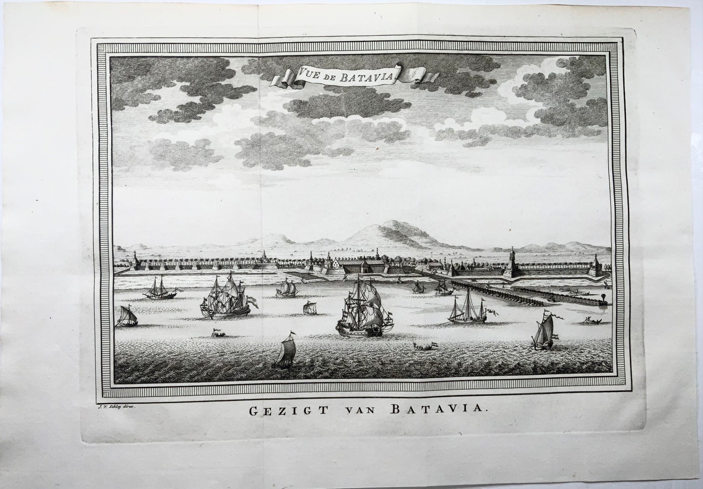 1752 J.V. Schley, view of Batavia, Indonesia, Travel
