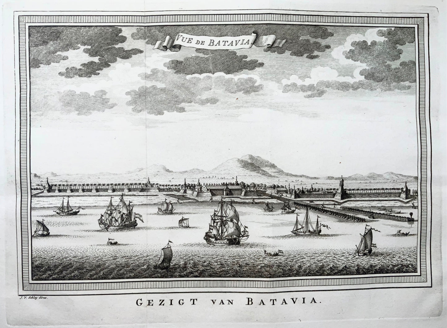 1752 J.V. Schley, view of Batavia, Indonesia, Travel