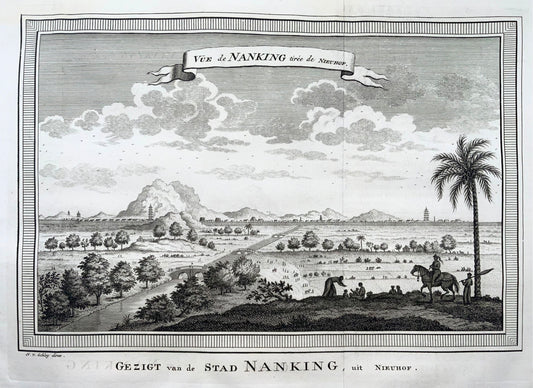1752 J.V. Schley, view of the city of Nanking, Nanjing China, Foreign topography