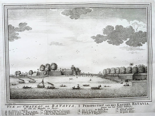 1752 J.V. Schley, view of the castle of Batavia, Indonesia, Travel