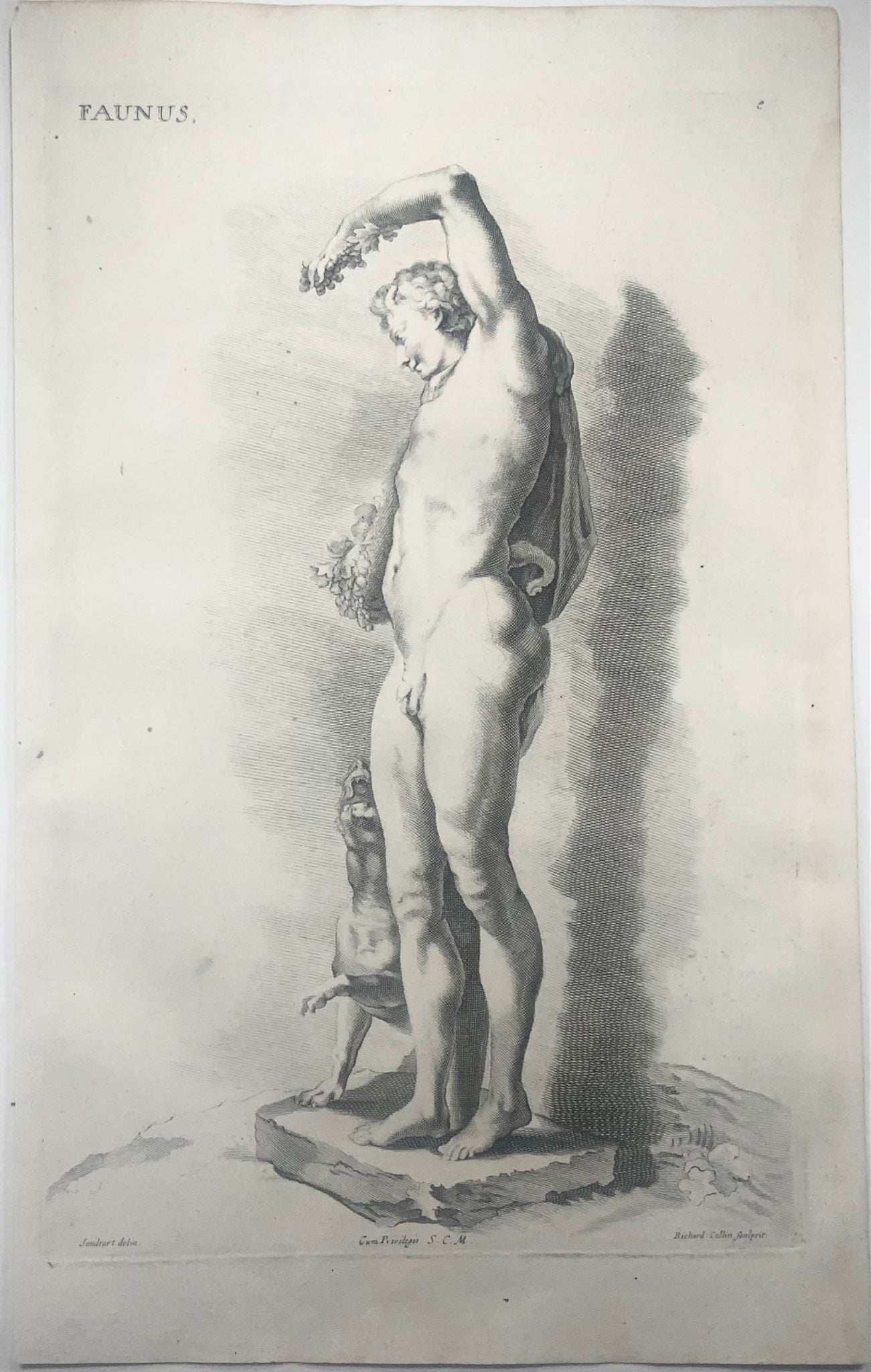 1676 J.J. Sandrart, Collin, Mythology, Faun, folio engraving