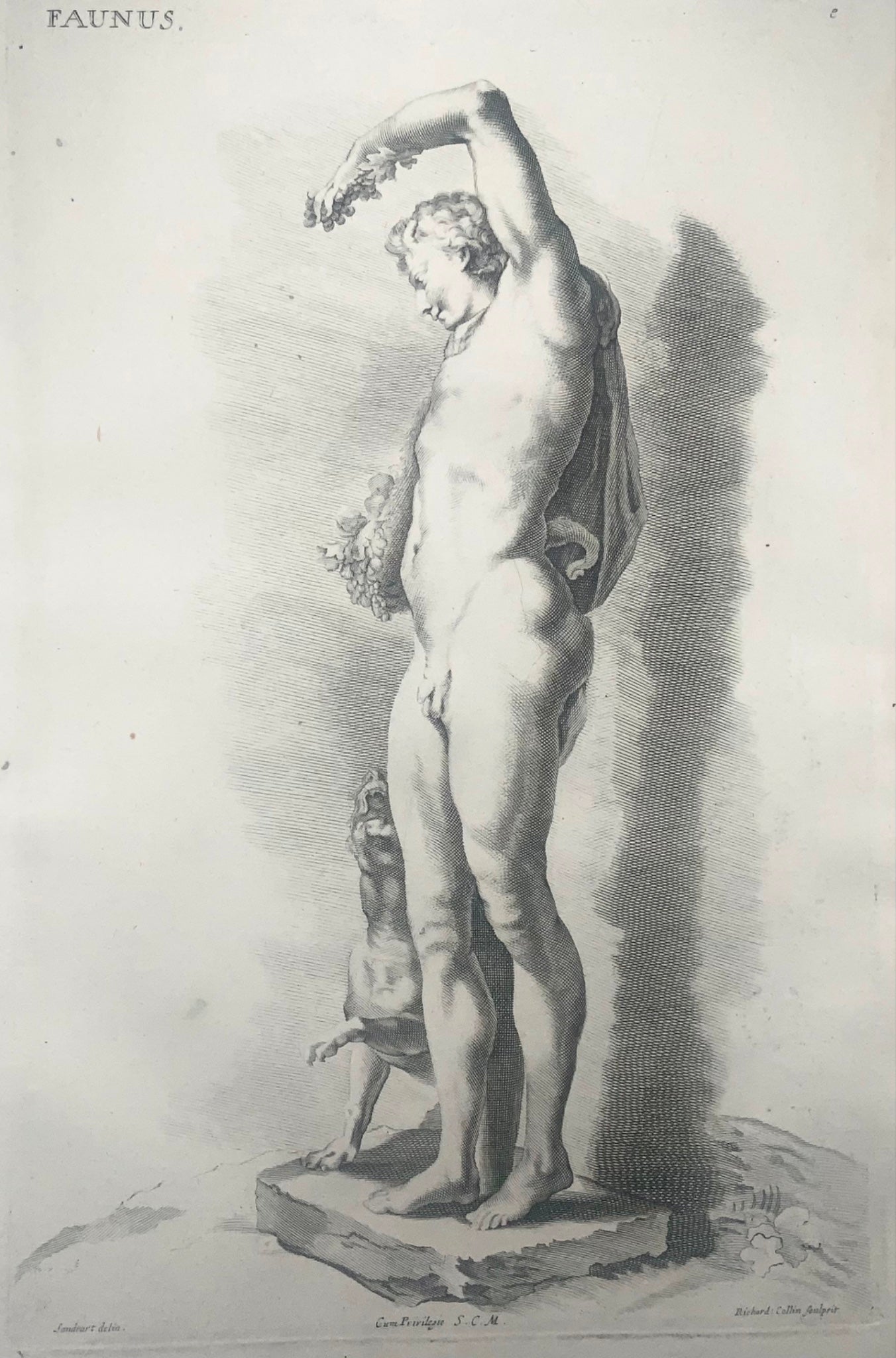 1676 J.J. Sandrart, Collin, Mythology, Faun, folio engraving