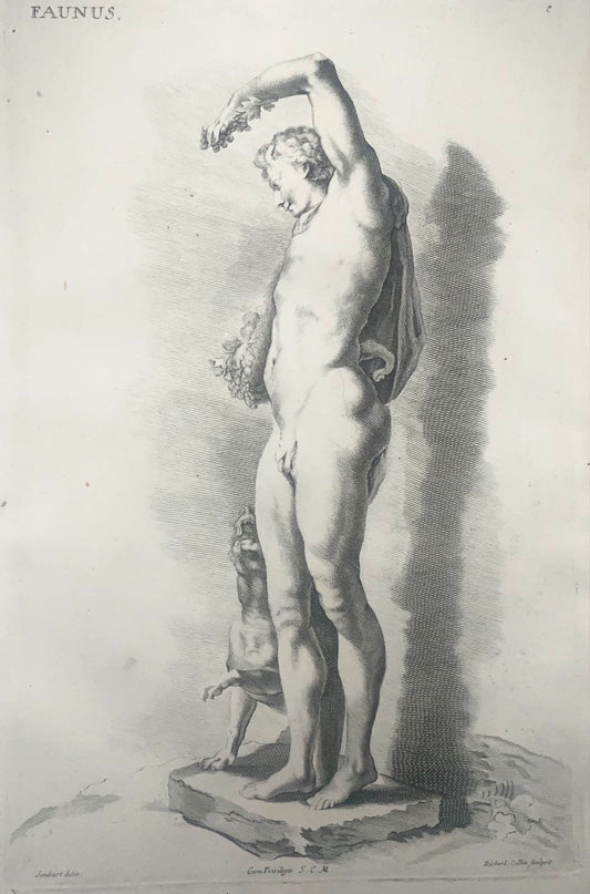 1676 J.J. Sandrart, Collin, Mythology, Faun, folio engraving