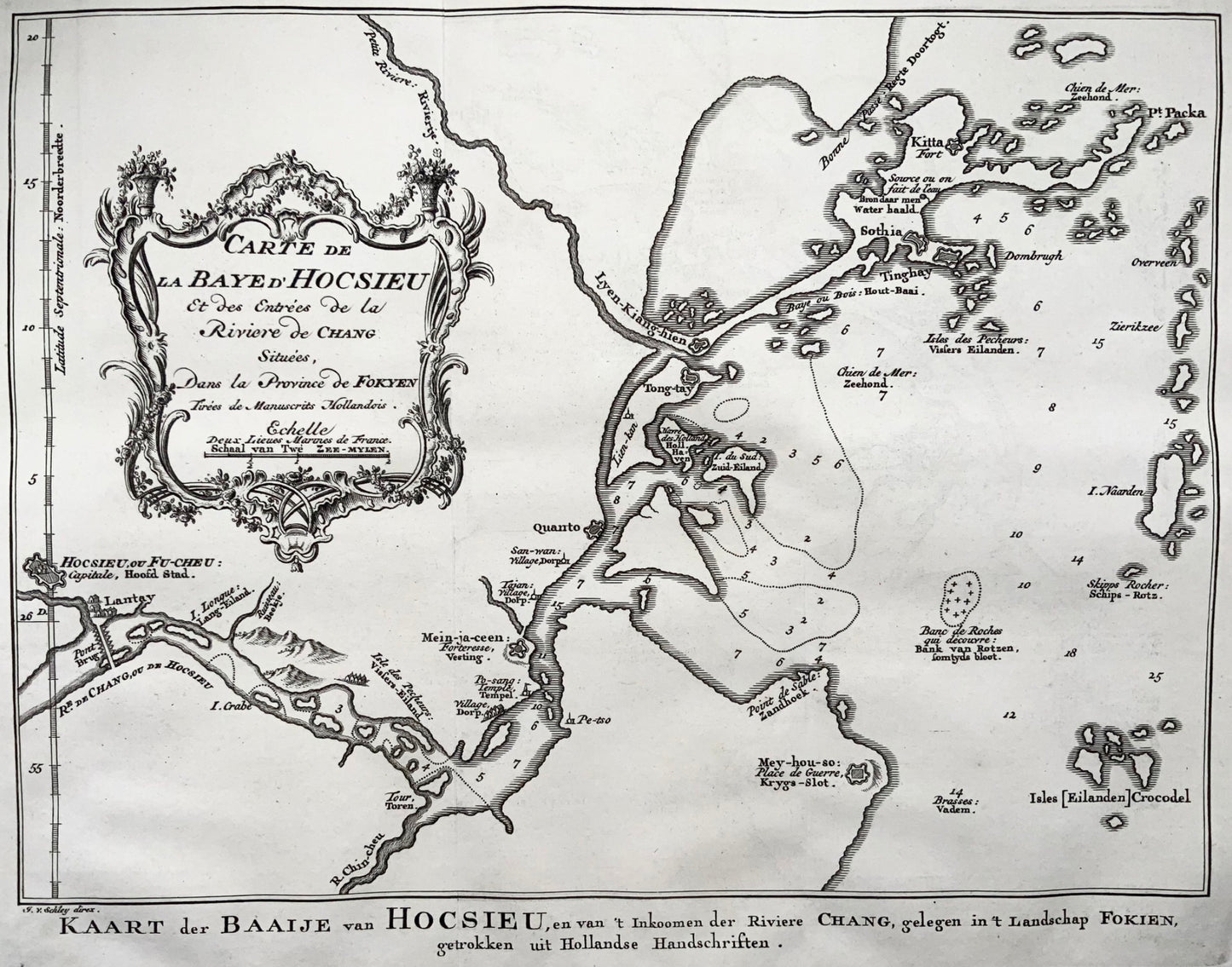 1752 J.V. Schley, map of the Bay near Fuzhou, China